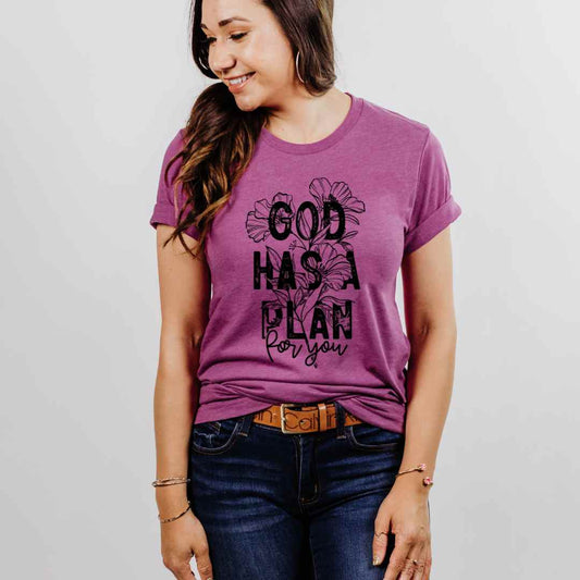 God Has a Plan – Inspirational Floral Tee