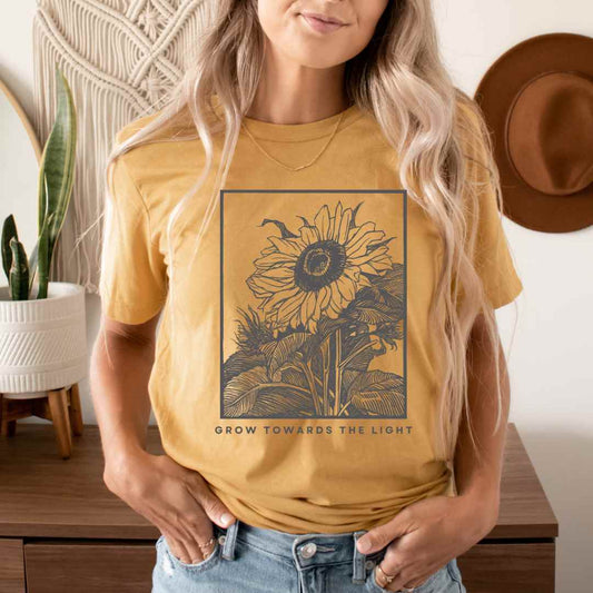 Grow Towards the Light – Sunflower Inspirational Tee